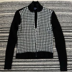 ralph lauren houndstooth zip up sweater